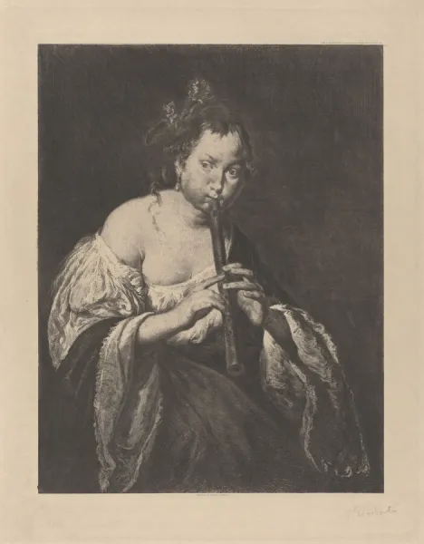 La Flutiste, d après Domenico Fetti, 1891. Creator: Marcellin-Gilbert Desboutin