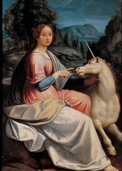 Lady and the Unicorn, 1534-1540. Creator: Longhi, Luca (1507-1580)