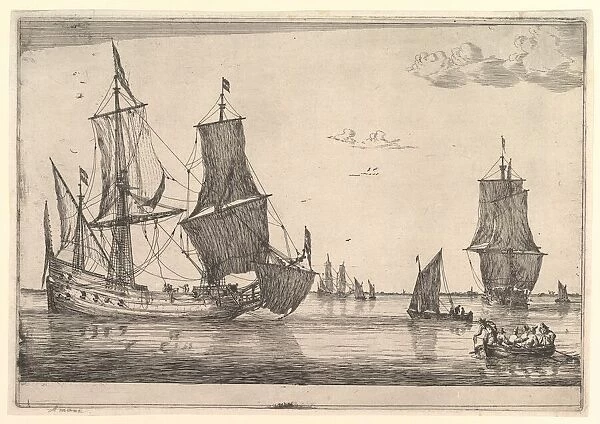 Large Sailing Vessel and Rowing Boat, 17th century. Creator: Reinier Zeeman