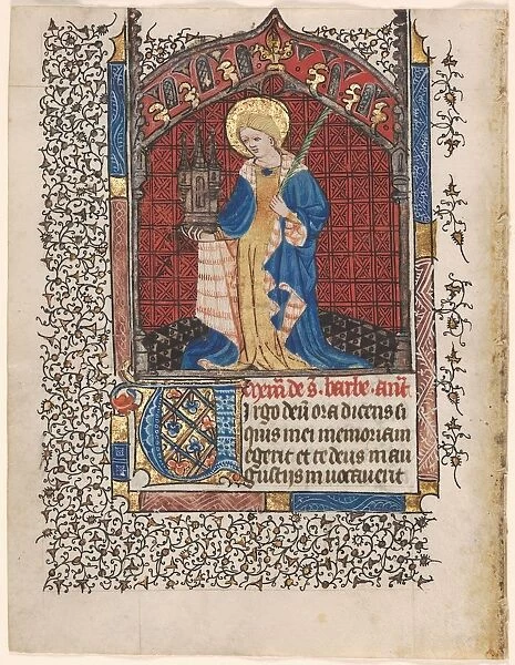Leaf from a Book of Hours: St. Barbara (6 of 6 Excised Leaves), c. 1420-1430. Creator
