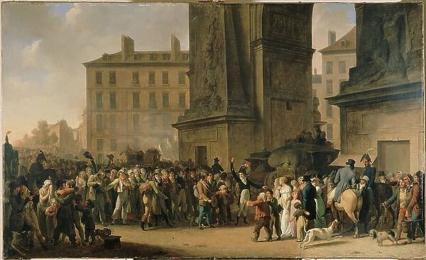 Les conscrits de 1807 défilant devant la porte Saint-Denis, c1808. Creator: Louis Leopold Boilly