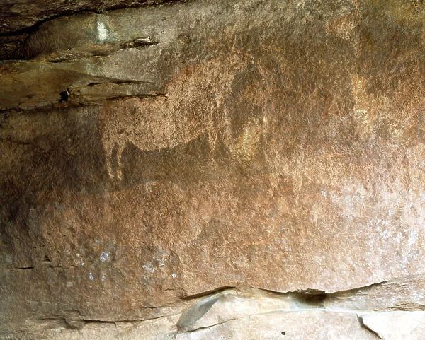 Levantine cave paintings from group Albarracin (Teruel) in the Abrigo Callejon of the Plou