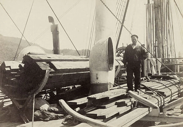 Lumber for the Anadyr Expedition on the Booms Deck, 1889. Creator: Unknown