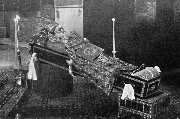 Lying in State, the Late Armenian Patriarch. Artist: The American Colony