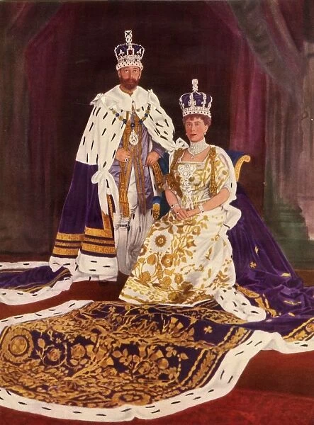 Their Majesties King George V and Queen Mary in their coronation robes, 1911, (1951)