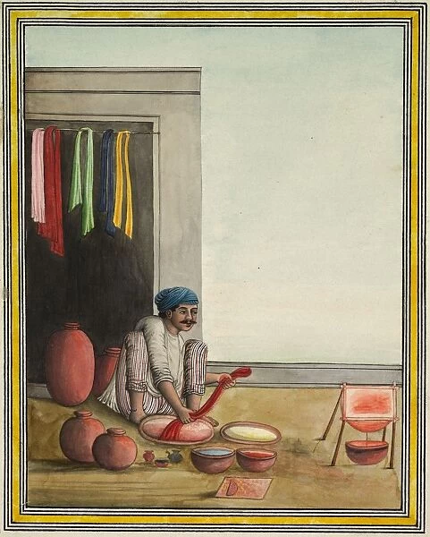 Man Dyeing Cloth, early 1830's. Creator: Unknown