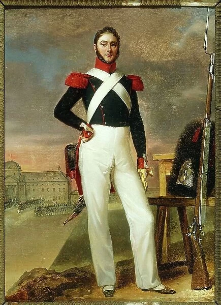 Marin Burty, draper, in grenadier uniform, 1830. Creator: Alexandre-Jean Dubois-Drahonet