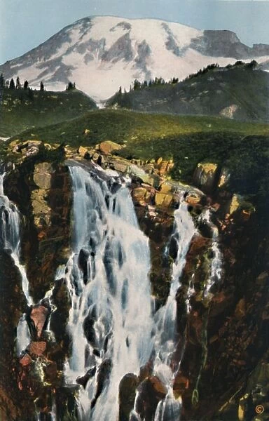 Myrtle Falls and Mount Rainier, c1916. Artist: Asahel Curtis
