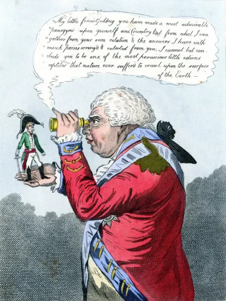 Napoleon and King George III as Gulliver and the King of Brobdingnag, July 1803. Artist: James Gillray