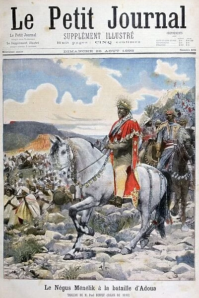 Negus of Ethiopia, Menelik II, at the Battle of Adoua, 1898. Artist: F Meaulle