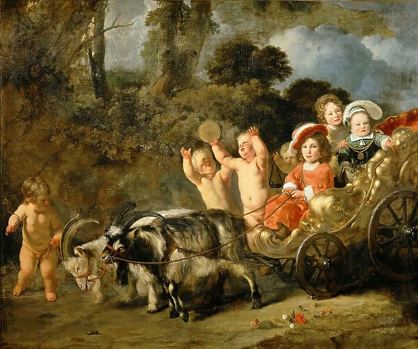 Noble Children In A Carriage Drawn By Goats, 1654. Creator: Bol, Ferdinand (1616-1680)
