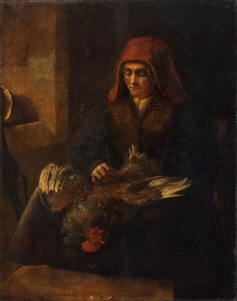 Old Woman Plucking a Fowl, 1650  /  1655. Creator: Anon