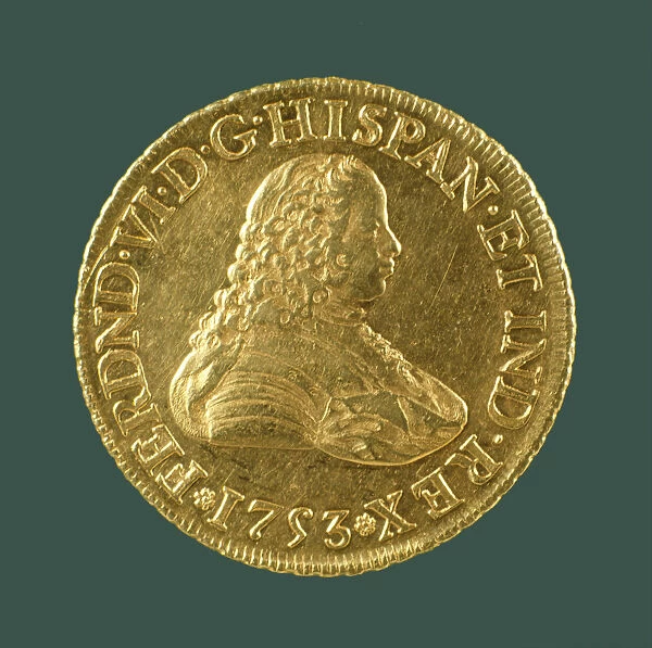 Onza or eight-escudos doubloon for America with the image of King Ferdinand VI, 1753