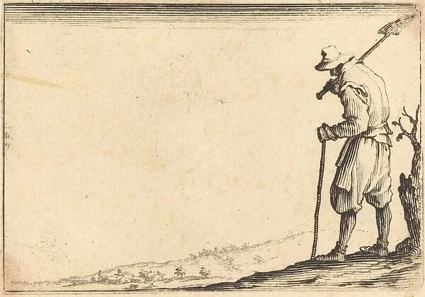 Peasant with Shovel on His Shoulder, c. 1617. Creator: Jacques Callot