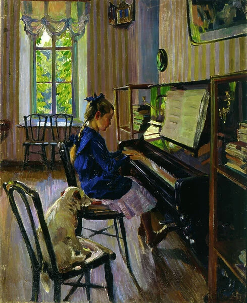 At the Piano, 1914. Artist: Sergey Vinogradov