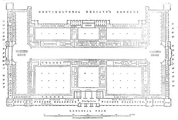 Plan of the galleries of the International Exhibition Building, 1862. Creator: John Dower