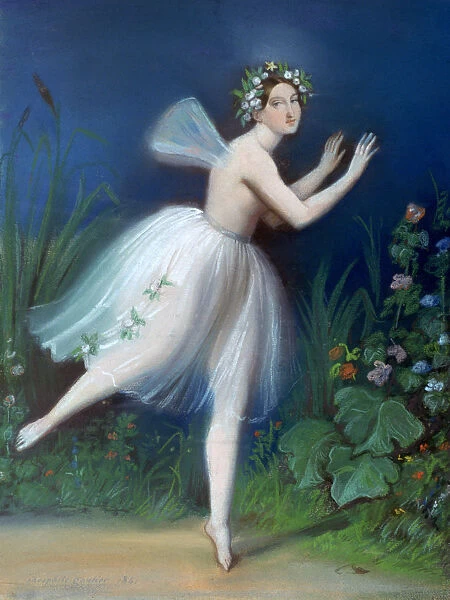 Portrait of Carlotta Grisi in Giselle, 1841. Artist: Theophile Gautier