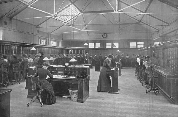 In the Post Office Central Telephone Exchange, City of London, c1903 (1903)