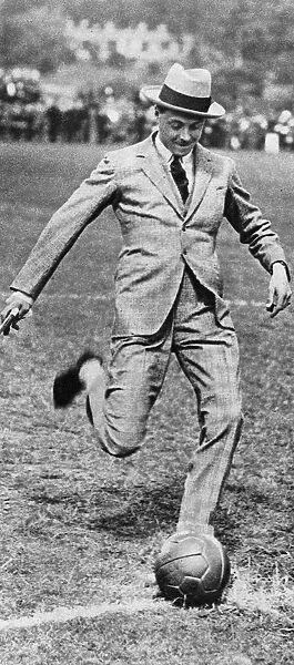 The Prince of Wales kicking off the Spurs versus Fulham football match, 1921