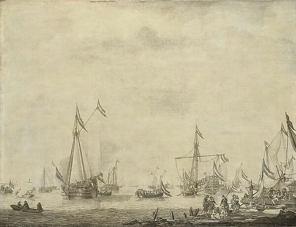 Royal Yacht and State Yacht Sail from Moerdijk with Charles II, King of England, on board, 1660, 166 Creator: Willem van de Velde I