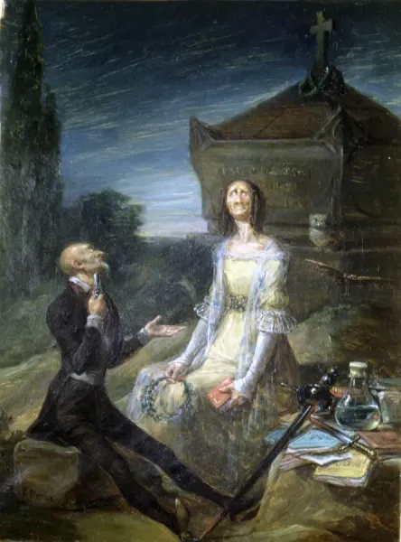 Satire of Suicide for Love Oil Painting Print. Art Prints, Posters