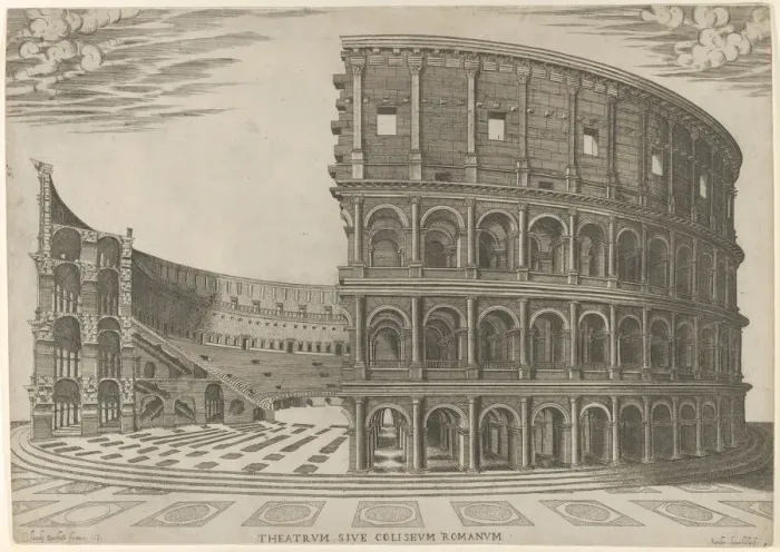 Framed Print : Section and elevation of the Colosseum in Rome, 1581 Print Framed Print : Section and elevation of the Colosseum in Rome, 1581 Print