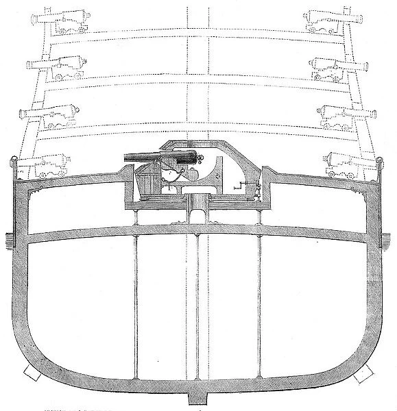 Section of a three-decker, showing Captain Coles's mode of altering the same into a shield... 1862. Creator: Unknown