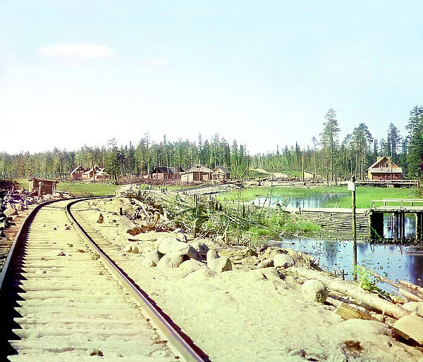Segezh Station; general view, 1915. Creator: Sergey Mikhaylovich Prokudin-Gorsky