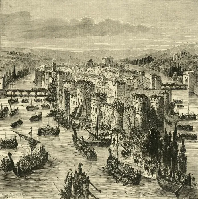 Framed Print of Siege of Paris by the Norsemen, 845 AD Print
