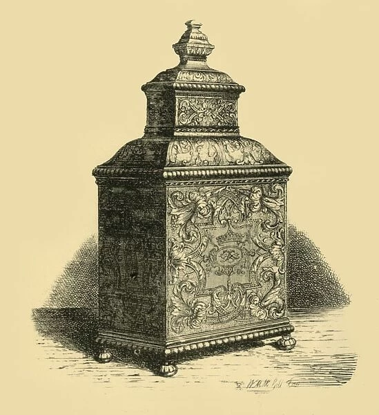 Silver tea caddy, 1716, (1881). Creator: W. M. McGill