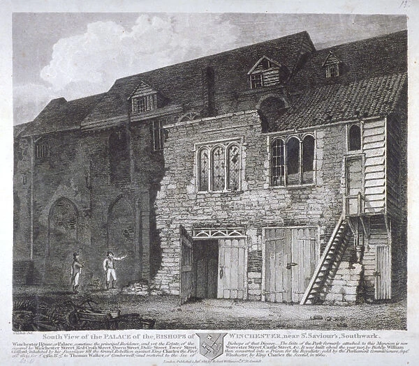 South view of the Bishop of Winchesters palace, Southwark, London, 1812