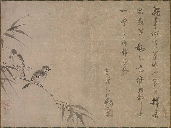 Sparrows and Bamboo, mid- to late 1500s. Creator: Shiken Seid? (Japanese, 1486-1581)