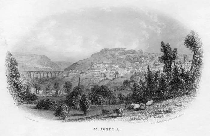 Framed Print : Print of St Austell Railway Scene, 1860 Framed Print : Print of St Austell Railway Scene, 1860