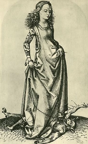 St Margaret trampling a demon, mid-late 15th century, (1943). Creator: Martin Schongauer