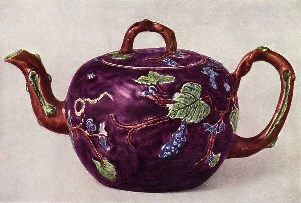 Staffordshire teapot decorated with applied reliefs, c1755, (1944). Creator: Unknown