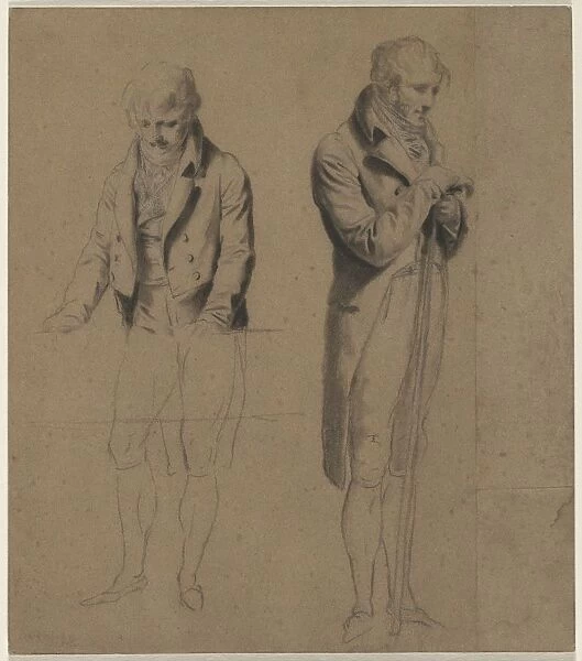 Two Standing Figures (Study for A Game of Billiards), c. 1807. Creator: Louis Leopold Boilly