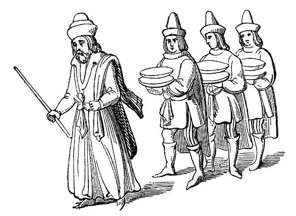 Steward and serving men, 15th century, (1910)