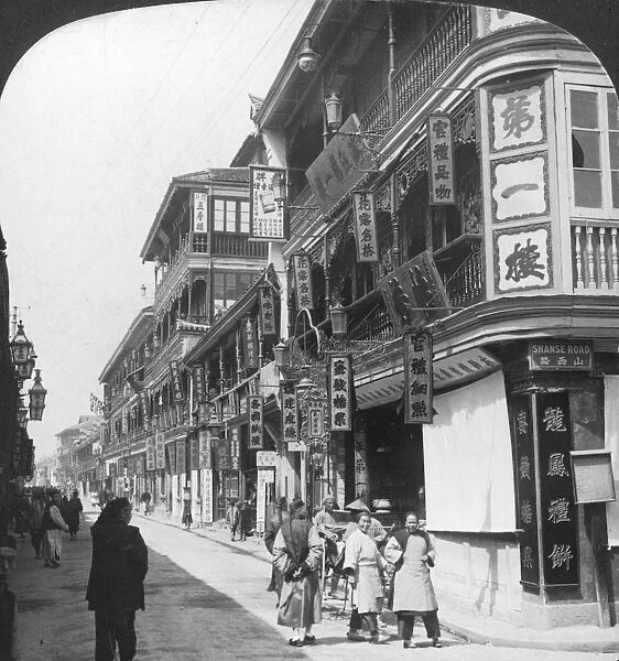 In the street of the tea houses, Shanghai, China, 1901. Artist: Underwood & Underwood