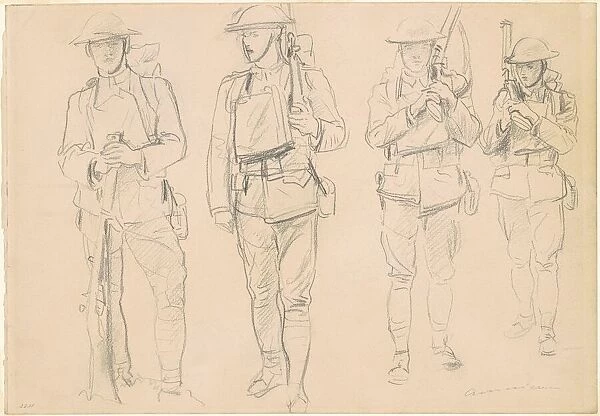 Studies for 'Entering the War'[recto], 1918. Creator: John Singer Sargent