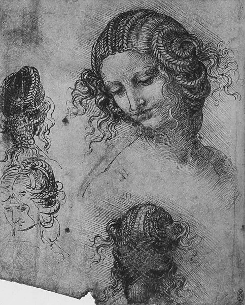 Studies of a Womans Head and Coiffure, c1480 (1945). Artist: Leonardo da Vinci