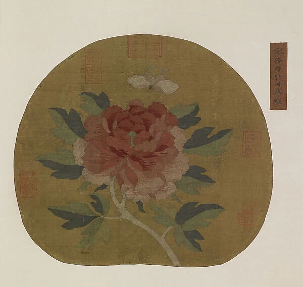 Tapestry: a peony and butterfly, Possibly Ming dynasty, 1368-1644. Creator: Unknown