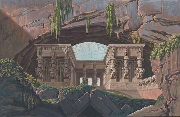 Temple among rocks, 1847-49. Creator: Karl Friedrich Thiele