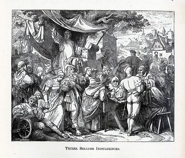 Tetzel Selling Indulgences, 1882. Artist: Anonymous