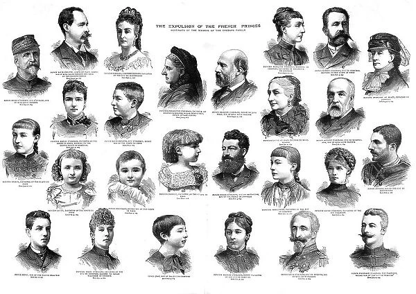 'The Expulsion of the French Princes; Portraits of the members of the Orleans family, 1886. Creator: Unknown
