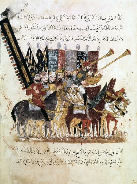 Troop of horsemen at a religious ceremony, c1240