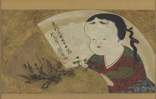 Uzume (Okame) and flowers, 18th-19th century. Creator: Ogata Kenzan