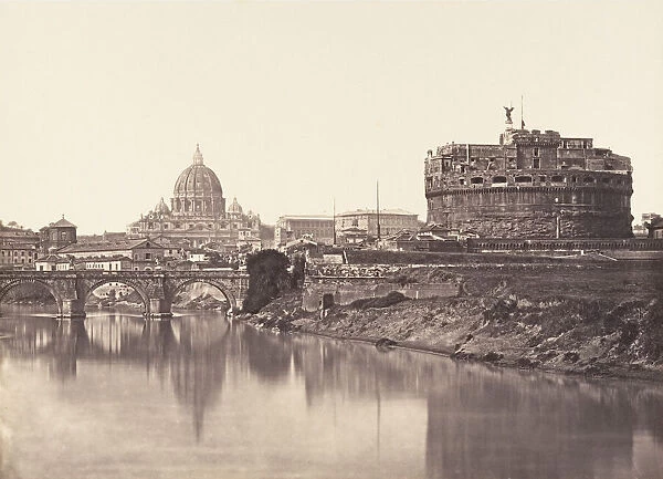 Veduta di Castel St Angelo. S. Pietro, 1848-52. Creator: Eugene Constant