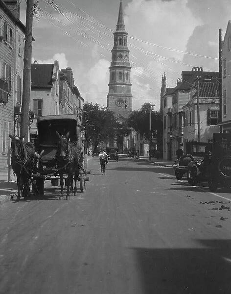 [View looking north down Church Street] to St. Philip's Church, Charleston, South Ca... c1920-1926. Creator: Arnold Genthe