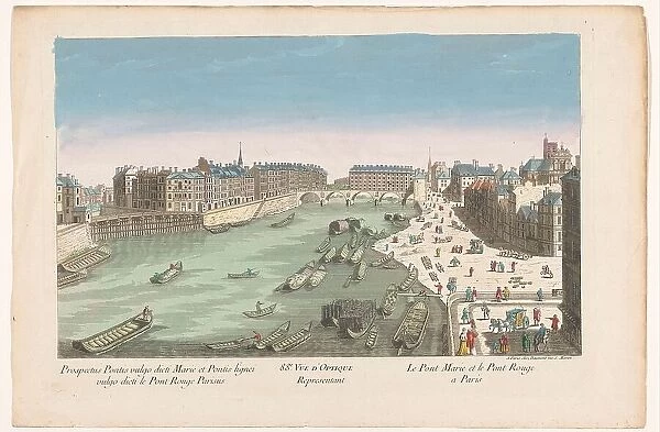 View of Pont Marie and the Pont Rouge over the Seine River in Paris, 1745-1775. Creator: Anon