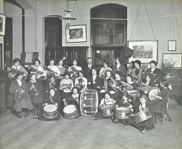 Womens brass band, Cosway Street Evening Institute for Women, London, 1914